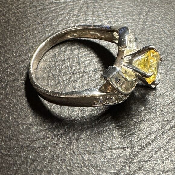 Sterling Silver Womens Ring CZ Cubic Zirconia Size 9 Yellow & Clear Multiple Gem - Picture 4 of 7